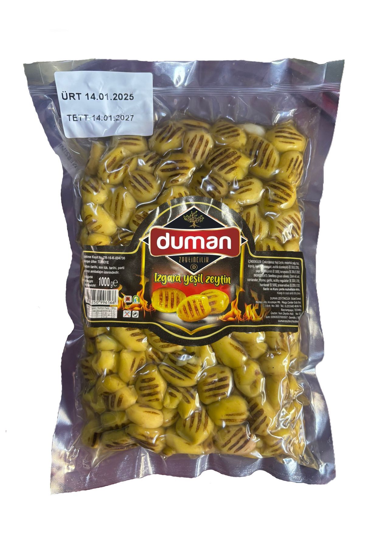Duman Gurme Izgara Yeşil Zeytin Vakum 1000 GR
