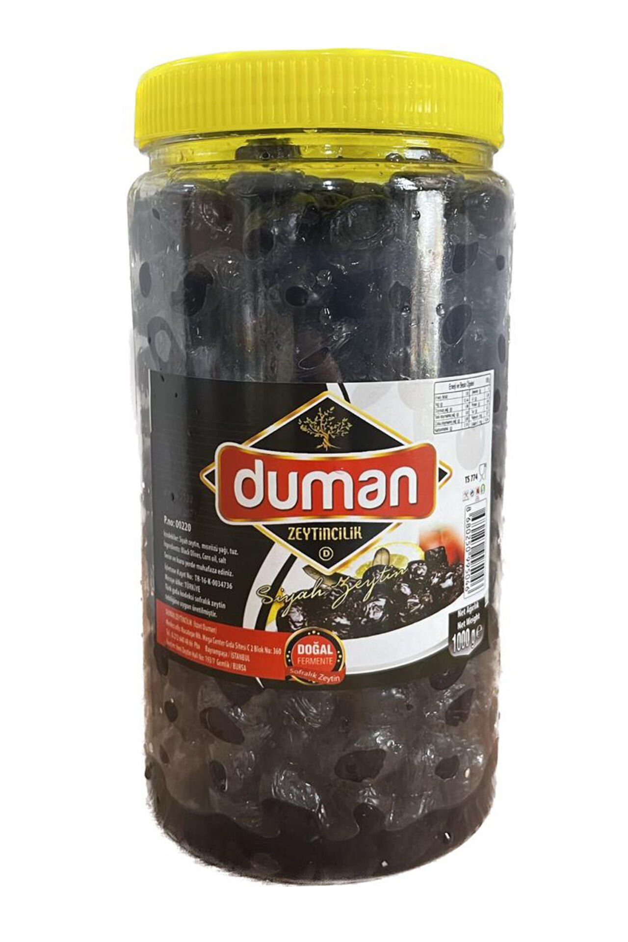 Duman Gurme Gemlik Yağlı Sele Siyah Zeytin 1000 GR