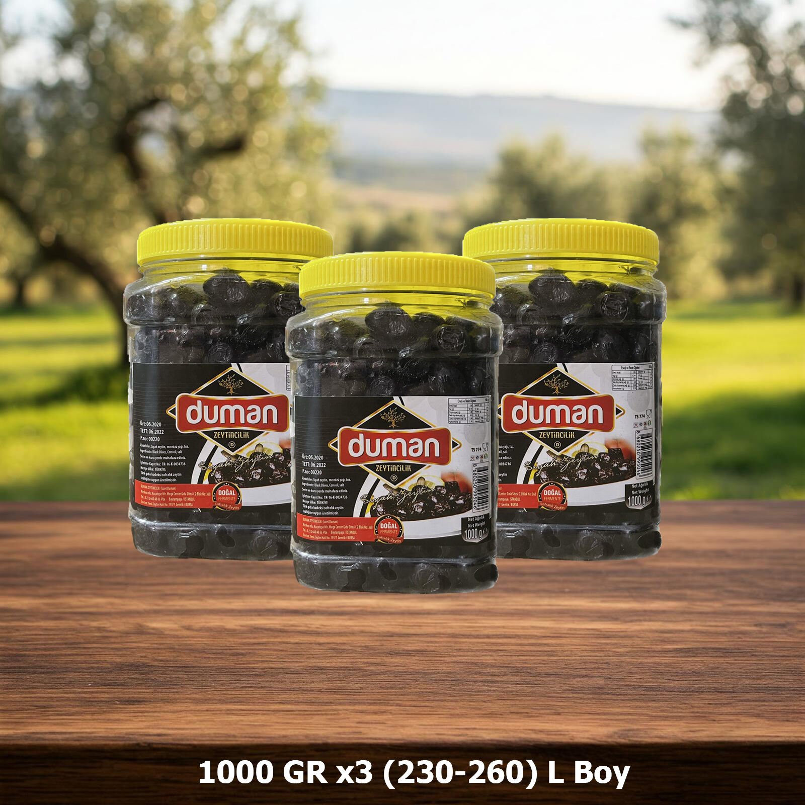 Duman Gurme Gemlik Yağlı Sele Siyah Zeytin (230-260) Klb  1000 GR 3 Adet