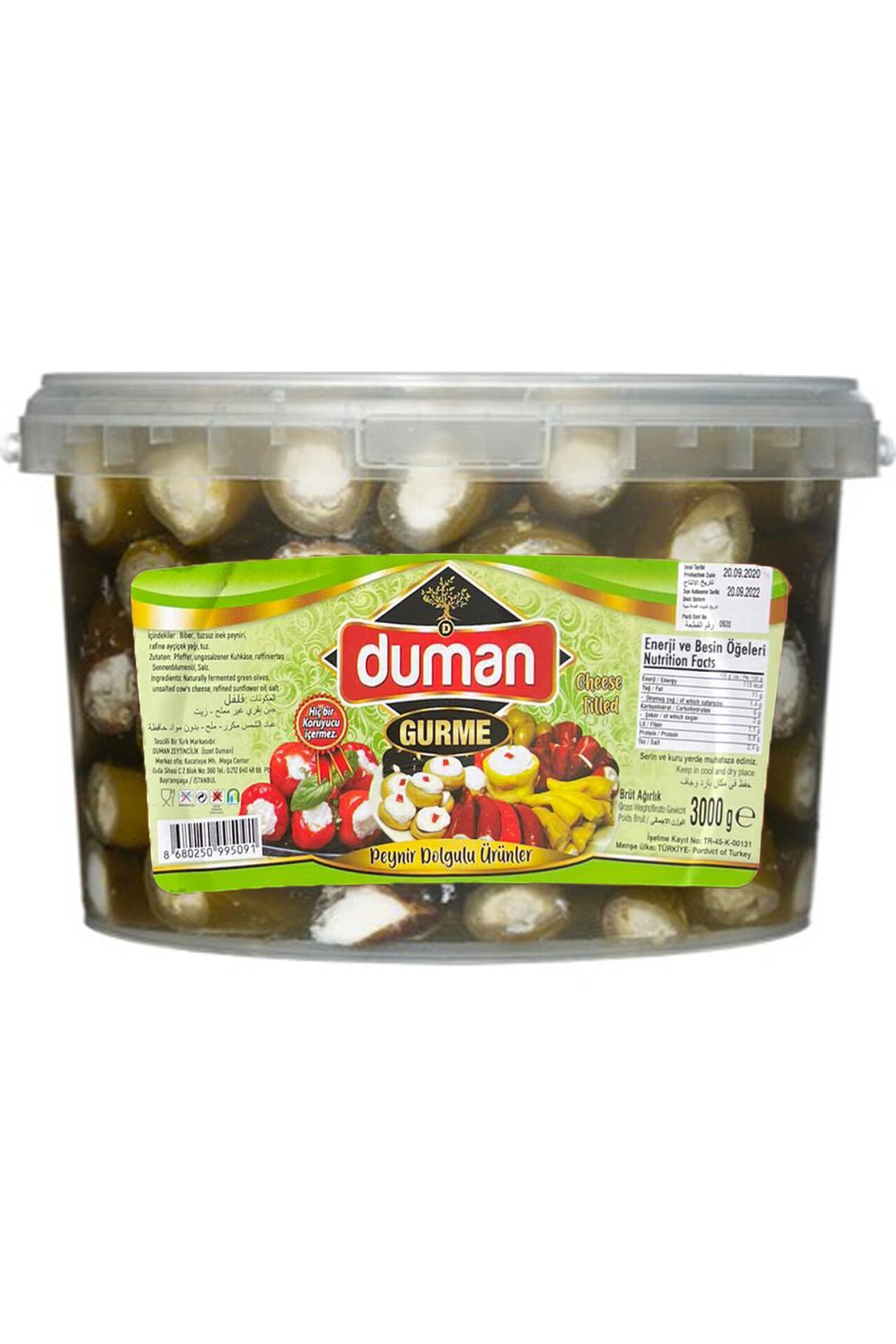 Duman Gurme Peynir Dolgulu Jalapeno Biber 3000 gr