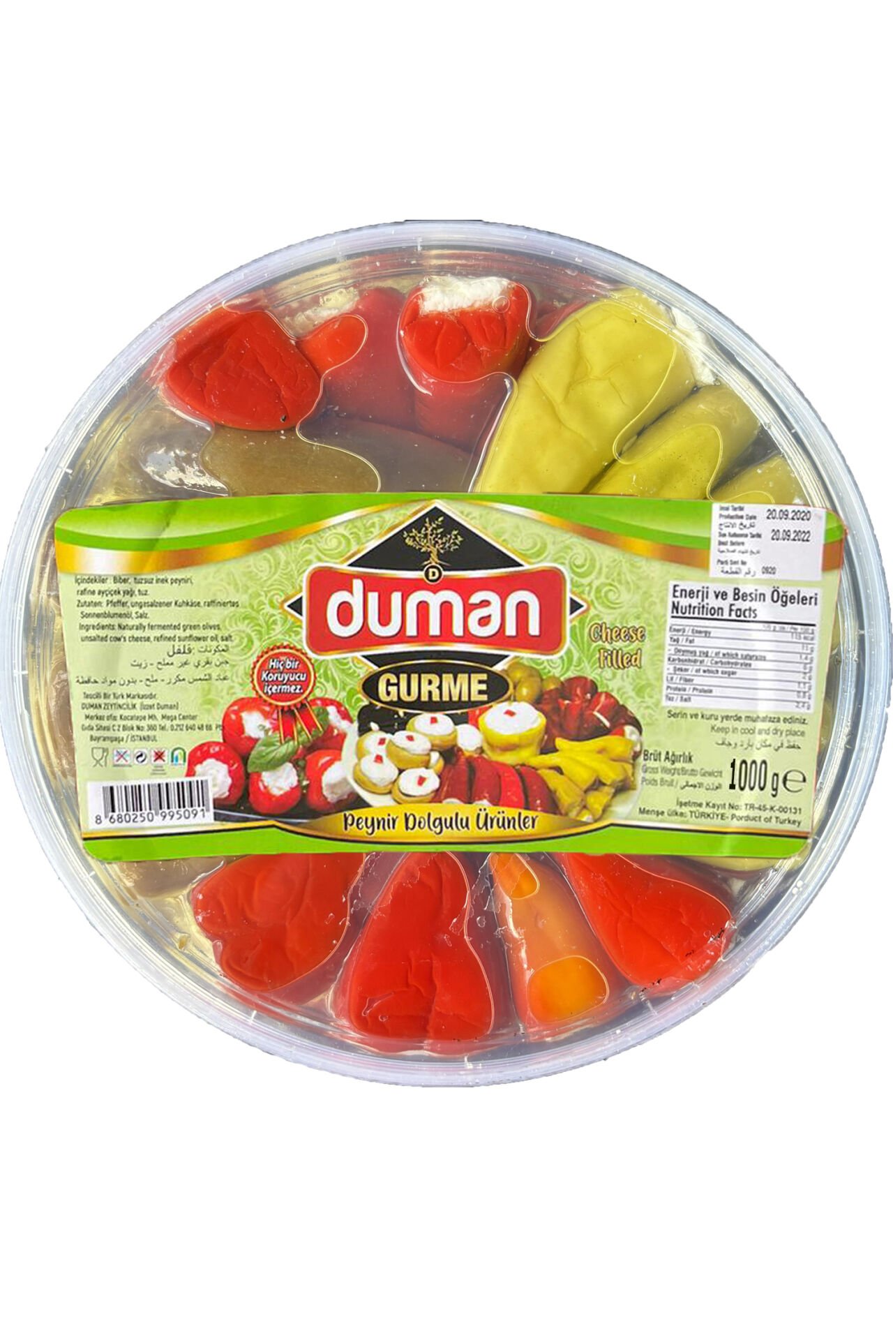 Duman Gurme Karışık Peynir Dolgulu Biber Çeşitleri – Jalapeno, Kardola, Makedon, Kiraz Biber – 1000 gr