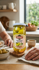 Badem Dolgulu Yeşil Zeytin 320cc Cam Kavanoz – İri Taneli Gurme Zeytin