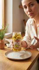 Badem Dolgulu Yeşil Zeytin 320cc Cam Kavanoz – İri Taneli Gurme Zeytin