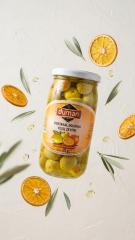 Portakal Dolgulu Yeşil Zeytin 320cc Cam Kavanoz – Tatlı Ekşi Aromalı Gurme Zeytin