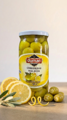 Limon Dolgulu Yeşil Zeytin 320cc Cam Kavanoz – Ferah Aromalı Yeşil Zeytin