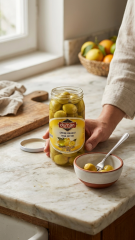 Limon Dolgulu Yeşil Zeytin 320cc Cam Kavanoz – Ferah Aromalı Yeşil Zeytin