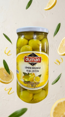 Limon Dolgulu Yeşil Zeytin 320cc Cam Kavanoz – Ferah Aromalı Yeşil Zeytin